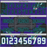 Custom Purple White Teal-Black Authentic Mushroom Cloud Shark Rocket Crackle Texture 3D Pattern Football Jersey