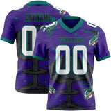 Custom Purple White Teal-Black Authentic Mushroom Cloud Shark Rocket Crackle Texture 3D Pattern Football Jersey