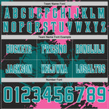 Custom Black Teal Pink-White Authentic Skull Paint Splatter Football Jersey