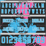 Custom Black Sky Blue Pink-White Authentic Skull Paint Splatter Football Jersey