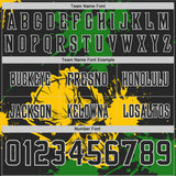 Custom Black Grass Green Yellow-White Authentic Skull Paint Splatter Football Jersey