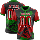 Custom Black Red Grass Green-White Authentic Skull Paint Splatter Football Jersey