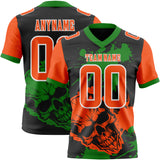 Custom Black Orange Grass Green-White Authentic Skull Paint Splatter Football Jersey