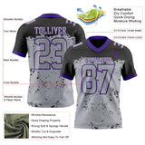 Custom Gray Black-Purple Authentic Paint Splatter Speckle Football Jersey