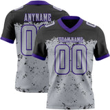 Custom Gray Black-Purple Authentic Paint Splatter Speckle Football Jersey