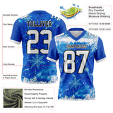 Custom Blue White-Black Authentic Cracked Ice Snowflake Football Jersey