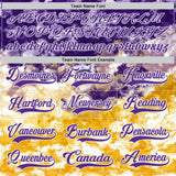 Custom Tie Dye Purple White-Yellow Watercolor Cloud Splatter Hockey Lace Neck Jersey