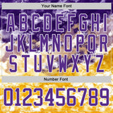 Custom Tie Dye Purple White-Yellow Watercolor Cloud Splatter Hockey Lace Neck Jersey