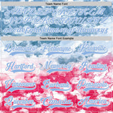 Custom Tie Dye Light Blue White Yellow-Pink Watercolor Cloud Splatter Hockey Lace Neck Jersey
