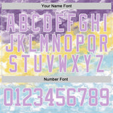 Custom Tie Dye Light Purple White Yellow-Ice Blue Watercolor Cloud Splatter Hockey Lace Neck Jersey