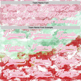 Custom Tie Dye Light Pink White Pea Green-Red Watercolor Cloud Splatter Hockey Lace Neck Jersey