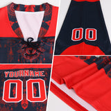 Custom Black Camo-Orange Digital Camouflage Accent Hockey Lace Neck Jersey