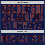 Custom Navy Camo-Orange Digital Camouflage Accent Hockey Lace Neck Jersey