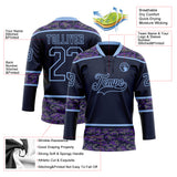 Custom Navy Camo-Light Blue Digital Camouflage Accent Hockey Lace Neck Jersey