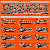 Custom Orange Black-White Leopard Print Checkered Stripe Lace Neck Hockey Jersey