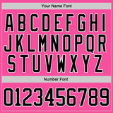 Custom Pink Black-White Leopard Print Checkered Stripe Lace Neck Hockey Jersey