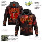 Custom Black Red-Gold Halloween Spooky Pumpkins Pullover Sweatshirt Hoodie