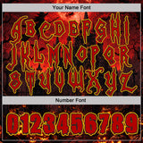 Custom Black Red-Gold Halloween Spooky Pumpkins Pullover Sweatshirt Hoodie