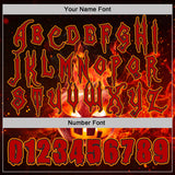 Custom Black Red-Bay Orange Halloween Flaming Pumpkins Pullover Sweatshirt Hoodie