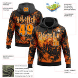 Custom Black Bay Orange-White Halloween Pumpkins Splatter Pullover Sweatshirt Hoodie