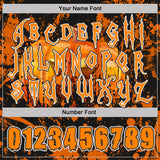 Custom Black Bay Orange-White Halloween Pumpkins Splatter Pullover Sweatshirt Hoodie