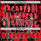 Custom Black Fire Red-White Spooky Halloween Skeleton Splatter Pullover Sweatshirt Hoodie
