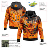 Custom Black Bay Orange-White Halloween Flaming Pumpkins Pullover Sweatshirt Hoodie