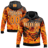 Custom Black Bay Orange-White Halloween Flaming Pumpkins Pullover Sweatshirt Hoodie