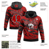 Custom Black Red-White Spooky Halloween Skull Splatter Pullover Sweatshirt Hoodie