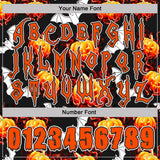 Custom Black Orange-White Halloween Flaming Pumpkins Pullover Sweatshirt Hoodie