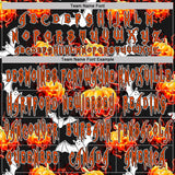 Custom Black Orange-White Halloween Flaming Pumpkins Pullover Sweatshirt Hoodie