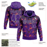 Custom Purple Black-White Halloween Witch Hat Spider Pullover Sweatshirt Hoodie