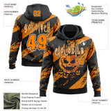 Custom Black Bay Orange-White Spooky Halloween Pumpkins Splatter Pullover Sweatshirt Hoodie