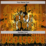 Custom Black Texas Orange-Yellow Spooky Halloween Pumpkins And Haunted House Pullover Sweatshirt Hoodie