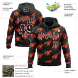 Custom Black White-Red Halloween Flaming Pumpkins Pullover Sweatshirt Hoodie