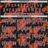 Custom Black White-Red Halloween Flaming Pumpkins Pullover Sweatshirt Hoodie