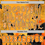 Custom Yellow Bay Orange White-Black Spooky Halloween Pumpkins And Bat Pullover Sweatshirt Hoodie