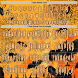 Custom Yellow Bay Orange White-Black Spooky Halloween Pumpkins And Bat Pullover Sweatshirt Hoodie