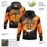 Custom Black Bay Orange-White Spooky Halloween Pumpkins Splatter Pullover Sweatshirt Hoodie