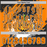 Custom Black Bay Orange-White Spooky Halloween Pumpkins Splatter Pullover Sweatshirt Hoodie