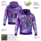 Custom Purple Black-White Halloween Spider Web Pullover Sweatshirt Hoodie