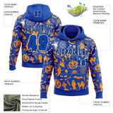 Custom Thunder Blue Black-White Halloween Spider Web Pullover Sweatshirt Hoodie
