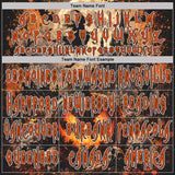 Custom Black Orange-White Spooky Halloween Pumpkins And Skull Splatter Pullover Sweatshirt Hoodie