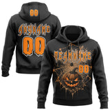 Custom Black Bay Orange-White Spooky Halloween Spider Web Ande Pumpkin Pullover Sweatshirt Hoodie
