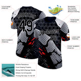 Custom Black Gray Red-White Bowling Geometric Performance T-Shirt