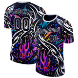 Custom Black-White Bowling Graffiti Performance T-Shirt