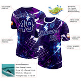 Custom Purple Blue-White Bowling Lightning Performance T-Shirt