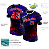 Custom Blue Red Black-White Bowling Brush Stroke Performance T-Shirt