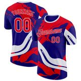 Custom Dark Purple Fire Red-White Bowling Abstract Performance T-Shirt