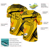 Custom Yellow-Black Bowling Graffiti Performance T-Shirt